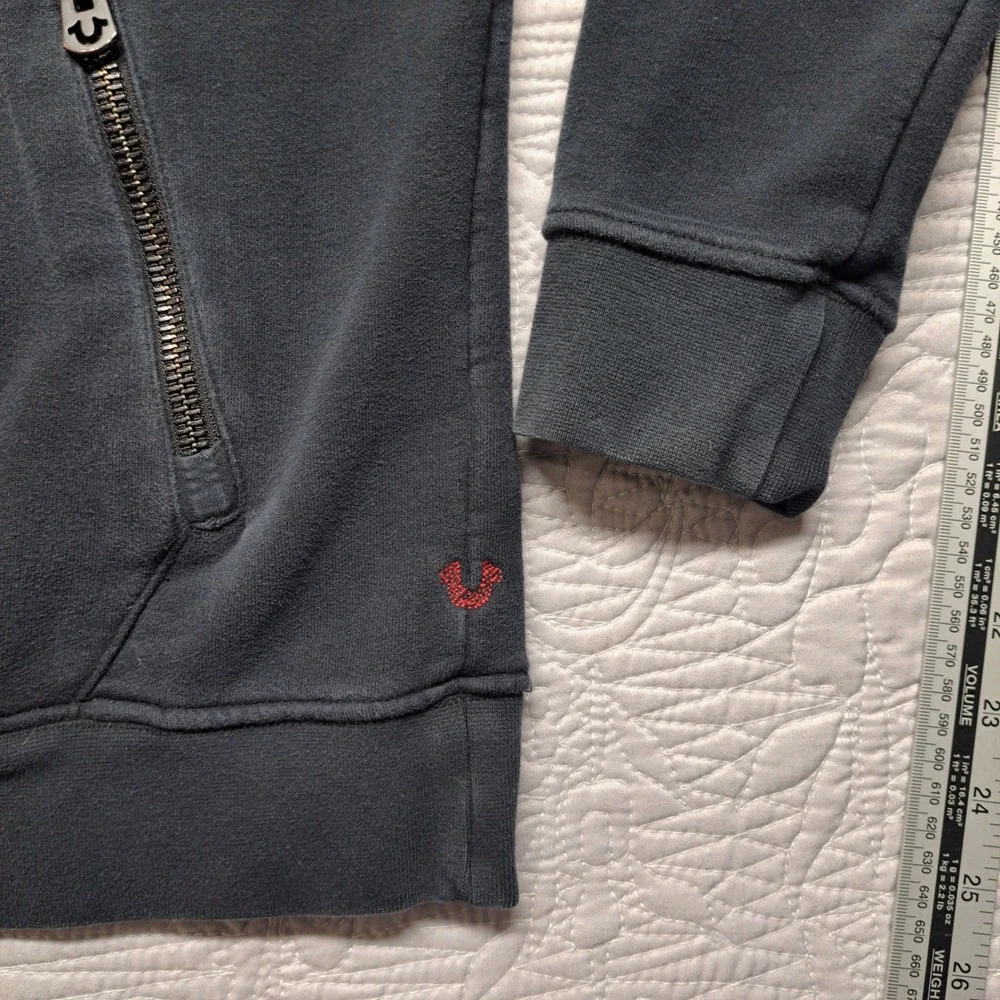 True Religion Sweatshirt Mens Small Black Good Zip Pocket Horseshoe M19FF09N7G